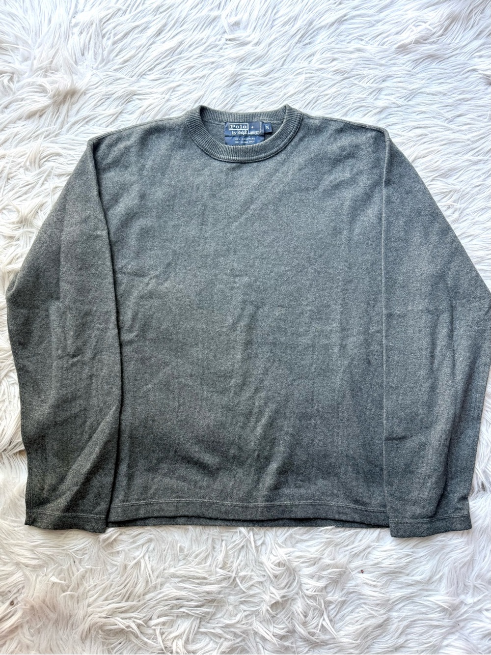Vintage Polo Ralph Lauren 100% Cashmere Sweatshirt Sweater Gray Men’s M